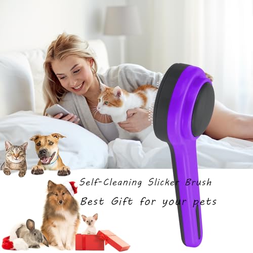 Cat Brush, Cats Grooming Self-Cleaning Brush for Indoor Cats Slicker Brushes for Dogs Short Long Hair Pets Shedding Easy Remove Kittens Cats Loose Undercoat Combs