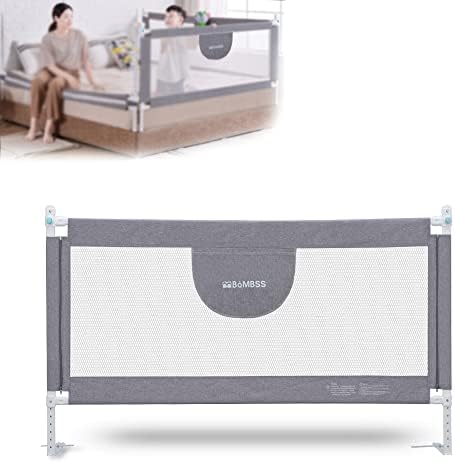 MBQMBSS 58'' Bed Guard Rail for Toddlers, Toddler Bed Rail - Fit for Wide Side of Queen Bed, Baby Bed Rail Guard, Bed Rails for Kids with Double Safety Lock & Extra Y-Shaped Reinforcement Strap