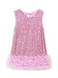 Tutu.kk Toddler Girls Sequin Dress A-Line Sparkly Sleeveless Wedding Party Gown Dresses for Girls Pink 5-6 Years