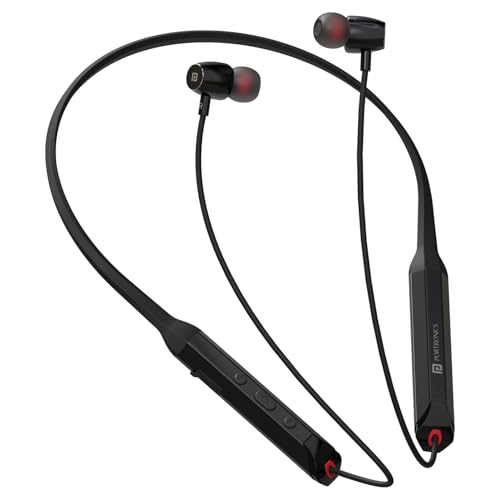 Image of Portronics Harmonics Z12 in Ear Bluetooth Neckband with Metallic Built & Hall Switch(ON /OFF),Upto 35 Hours Playtime, Gaming /Music Mode, Low Latency, Bluetooth Version 5.3V, Type C Fast Charging(Black)