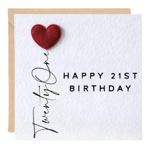 3D 21st Birthday Card with Red Heart Balloon for Her Daughter Sister Granddaughter | Happy 21st Birthday Gift Card for Women Blank Inside with Envelope (14x14 cm)