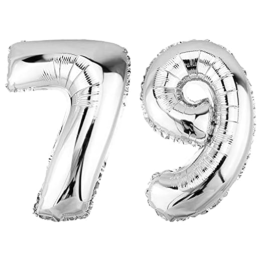 DekoRex Globo plateado de 82 cm para cumpleaños, bodas (número 79)