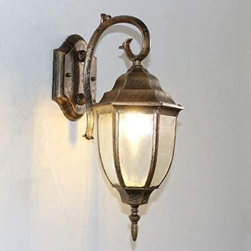 Popertr Black E27 Vintage European Rainproof Wall Spotlight Waterproof Ip54 Courtyard Wall Light, Victoria Garden Fence Porch Wall Lamp Cafe Restaurant Barn Wine Cellar Glass Wall Lantern