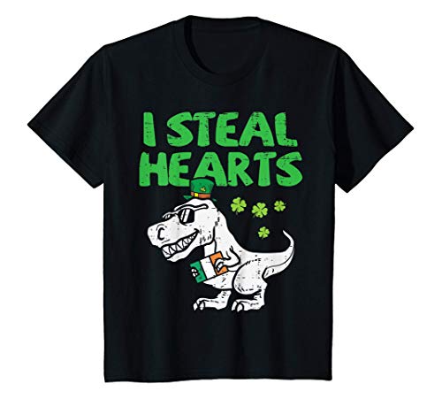 Niños I Steal Hearts T-Rex Dinosaur Dino St Patricks Day Boys Kids Camiseta