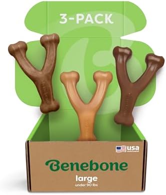 Benebone 3-Pack Wishbone Dog Chew Toy for Aggressive Chewers, Lar...