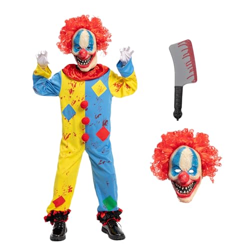 Disfraz completo de payaso aterrador para niños miniatura 1