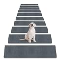 HAODEMI 8" X 30" (7 in Pack) Non-Slip Stair Treads Carpet for Wooden Steps, Self-Adhesive Stair Treads Mat, Safety Indoor Stair Runner Mats, Anti Slip Stair Rugs for Kids Elders and Dogs?Dark Gray