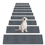 HAODEMI 8' X 30' (7 in Pack) Non-Slip Stair Treads Carpet for Wooden Steps, Self-Adhesive Stair Treads Mat, Safety Indoor Stair Runner Mats, Anti Slip Stair Rugs for Kids Elders and Dogs，Dark Gray