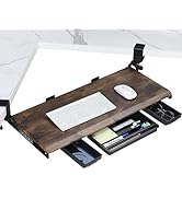 ETHU Grote toetsenbordlade 680 x 300 mm onder het bureau met C-klemhouder, computertoetsenbordhouder, ergonomische toetsenbordlade om te typen, thuis en op kantoor (wit