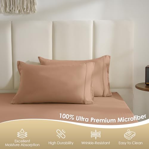 CozySmile Twin Sheet Set - 3 Piece Super Soft Breathable Bed Sheet & Pillowcase Set, 16" Deep Pocket Hotel Luxury Wrinkle Free Easy Care Bedding Sheets, Brown by CozySmile - Used condition - Image 7