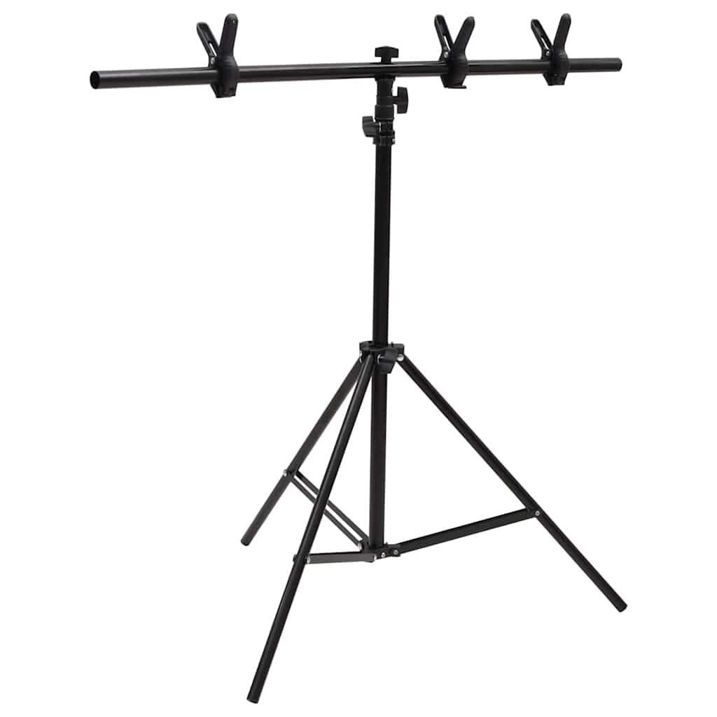 Soporte de fondo en forma de T negro 91x60x(70-200) cm