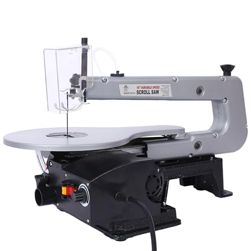 16Inch Professional Scroll Saw with Variable Speed Tilting Table Perfect for Woodworkers Precision Crafting Angled Cuts ETL High Performance Wood Cutting Tool with Dust Collection