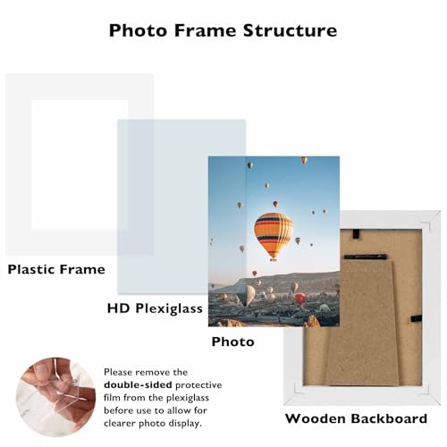 Image of JCJMY 3x4 Picture Frame Black for Tabletop or Wall, 3 x 4 Wall Gallery Poster Photo Frame with Shatter Resistant Plexiglass, White