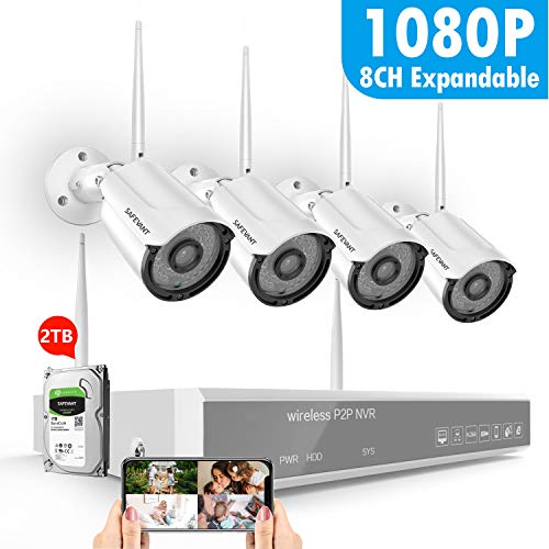[8CH 2TB ] 1080P Full HD Security Camera System Wireless,SAFEVANT 8 Channel Wireless