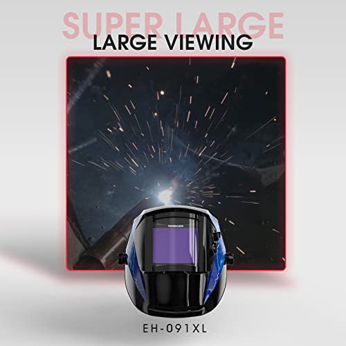 Yeswelder Large View Welding Helmet Eh-091Xl, Solar Powered Auto Darkening True Color Highest Optical 1/1/1/1, 4 Arc Sensor Wide Shade 4/5-9/9-13 Welder Mask Hood With Grinding For Tig Mig Mma Plasma #TOP2