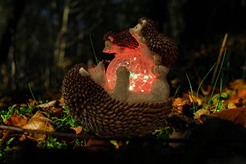 Udddsr Solar Garden Hedgehog Statue, Hedgehog Family Are Playing Around, Outdoor Décor With Solar Color Changing Lights For Patio Yard Lawn Ornament, Art Decoration,Housewarming Garden Gift #TOP5