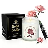Rose Scented Aromatherapy Candle, Rose Candle for Women, Natural Soy Wax with Pure Cotton Wick, Long-Lasting Burning, Great Gift for Girls/Wife/Mom on Valentine’s/Mother’s/Christmas/Birthday/Day