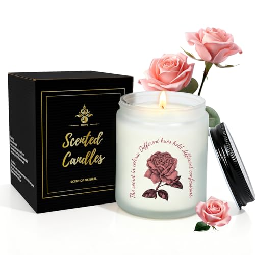 Rose Scented Aromatherapy Candle Rose Candle for Women Natural Soy Wax with Pure Cotton Wick Long-Lasting Burning Great Gift for Girls/Wife/Mom on Valentines/Mothers/Christmas/Birthday/Day