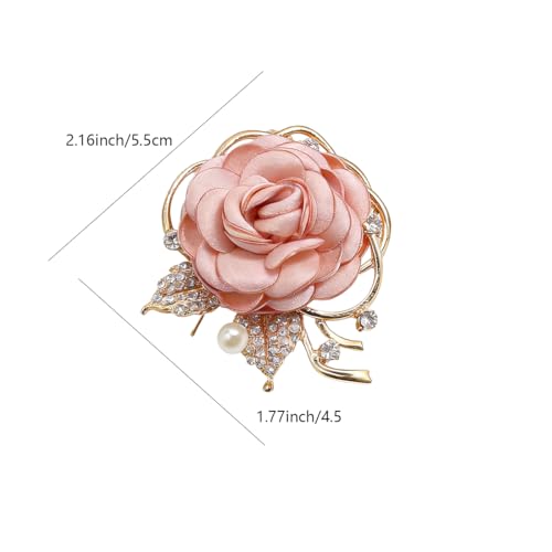 Rose Flower Brooch Pin for Women Elegant Vintage Brooch Pin Wedding Party Handmade Imitation Crystal Pearl Fabric Flower Lapel Pin Dress Suit Accessories (Pink) by Generic - Used condition - Image 7