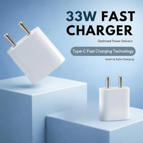 Image of 33w PD PPS Rapid Fast Charging Adapter Type-C Compatible with Nothing Phone 4 /4(a) /4(a) pro (2026) /3a Pro /3a /3 /2a plus /2a /2 /1Phone| High Speed Charger | Original Charging Speed (White)
