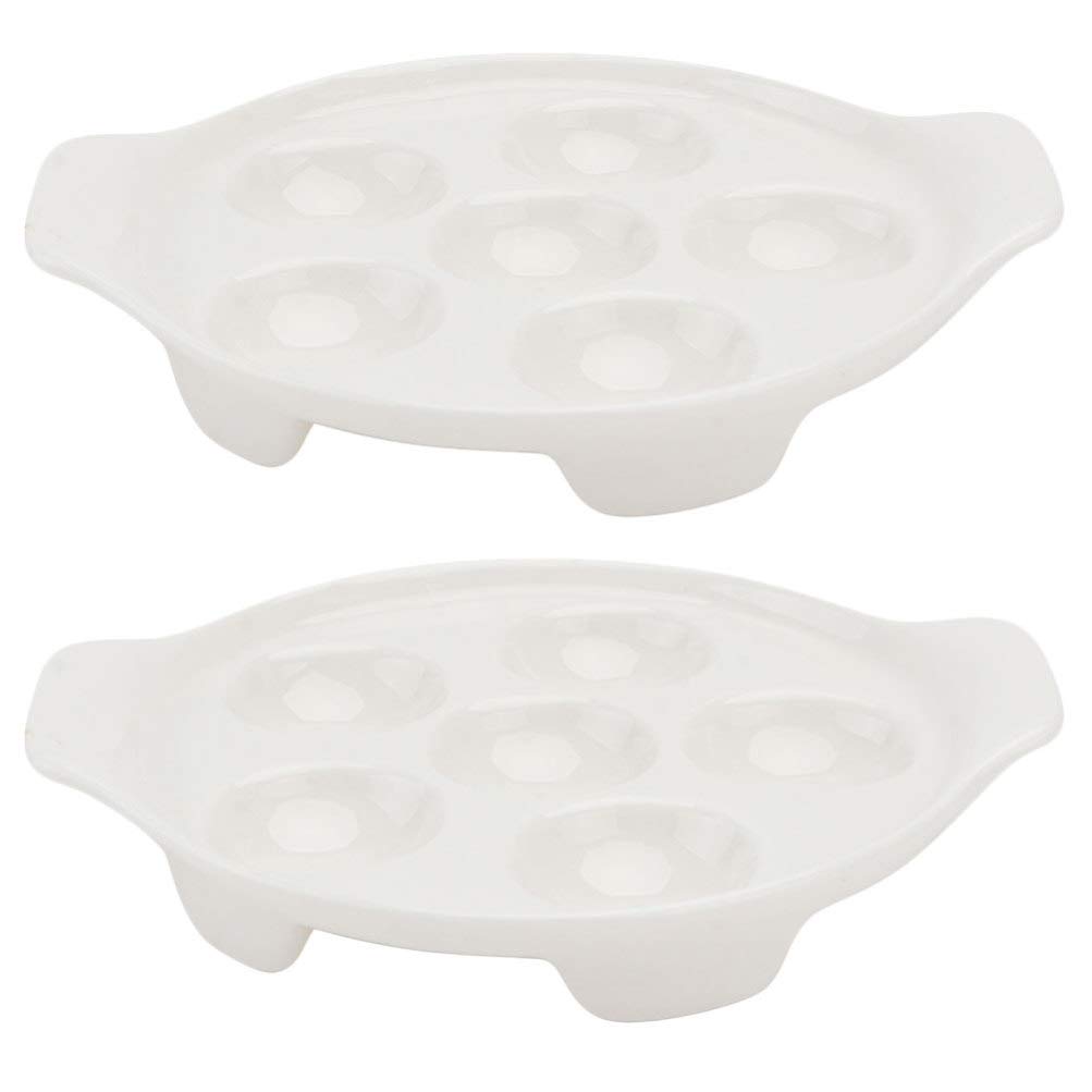 YARNOW, 2 pezzi in ceramica per lumache, 6 fori, ciotola per lumache e abalone, padella per lumache, piatto per hotel, ristorante