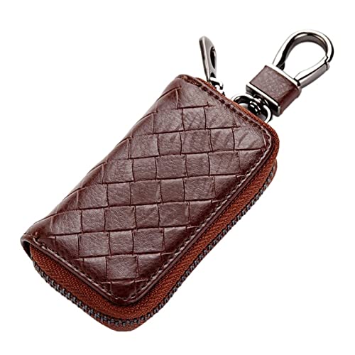 [Fcuogdvy] PU Leather Keychain Men Women Key Holder Organizer Pouch Split Car Bag Wallet Housekeeper Case Mini Card(Coffee)