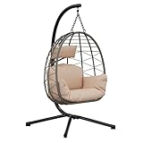 Hängesessel mit Gestell Outdoor bis 150 kg belastbar, Rattan Hängesessel mit...
