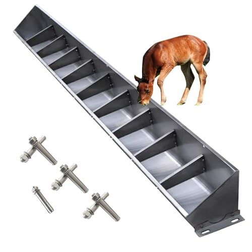 Juego de comedero y bebedero para ganado, comedero de heno colgante de acero inoxidable para caballos, cerdos, cabras y ganado, incluye accesorios, ideal para granjas y patios traseros