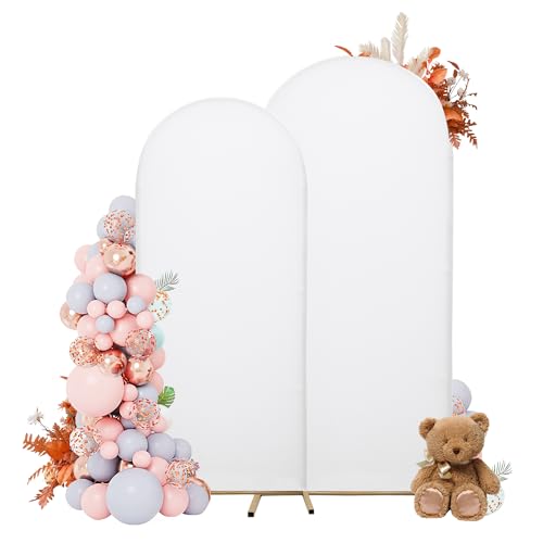 7.2FT Arch Covers,Arch Backdrop Stand Fitted Cover for Wedding Birthday Party Ceremony Banquet Decoration,(White,Cover Only)