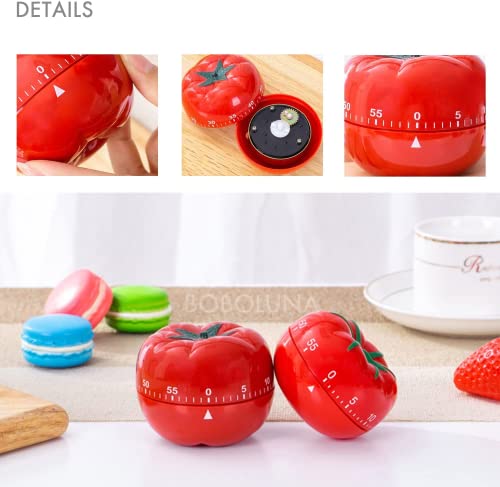 Nicoone Pomodoro Timer, Tomato Shaped Mechanical 60 Minutes Countdown Timer Kitchen Cooking& Baking Helper 6. 3 X 4. 5cm - Image 2