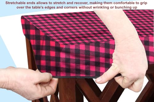 Image of The Furnishing Tree Elastic Rectangular Dining Table Cover WxL 36x48 in Inches Polyester Checkered Pattern Maroon