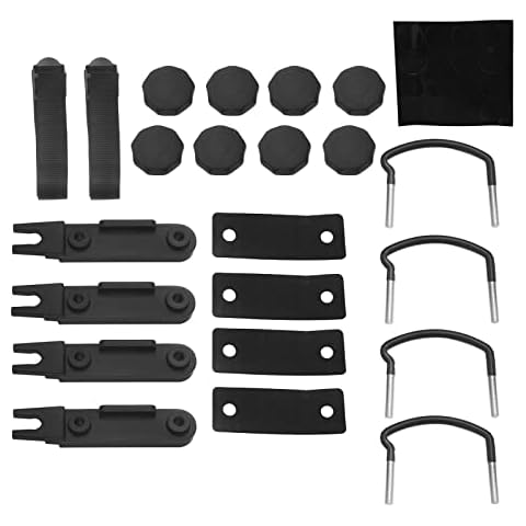 Madlife Garage 4 PCS Universal Roof Box U-Bolt Clamps Rooftop Cargo Carrier Rack Bolts 85mm Internal U-Bracket Clips with 8 Lock Nuts 2 Strap Kit for Most Cars Cover