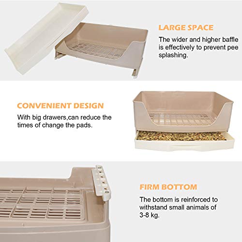 Bwogue Large Rabbit Litter Box Toilet,Potty Trainer Corner Litter Bedding Box With Drawer Larger Pet Pan For Adult Guinea Pigs, Rabbits, Hamster, Chinchilla, Ferret, Galesaur, Small Animals #TOP3
