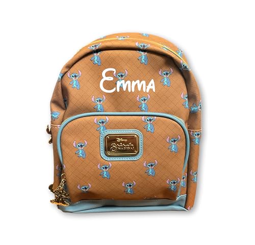 Stitch Backpack Personalized Deluxe Faux Leather Officially Licensed Mini Daypack Travel Bag with Custom Name2