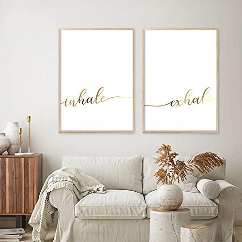 Art mural Inhale Exhale lot de 2 toiles pour habiller un mur blanc vide