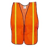 Cordova V110L General Purpose, Type O, Non-Rated, Orange Mesh Vest, Hook & Loop Closure, 1-Inch Lime Reflective Tape, Large