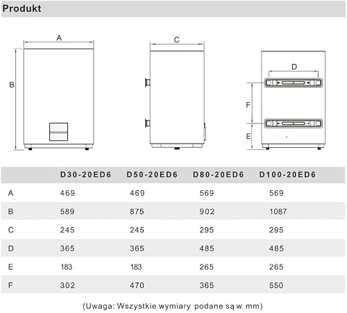 Midea Scaldabagno elettrico da 100 l - Design sottile a doppio serbatoio da 2000 W, WiFi e controllo intelligente, supporto verticale / orizzontale - 4