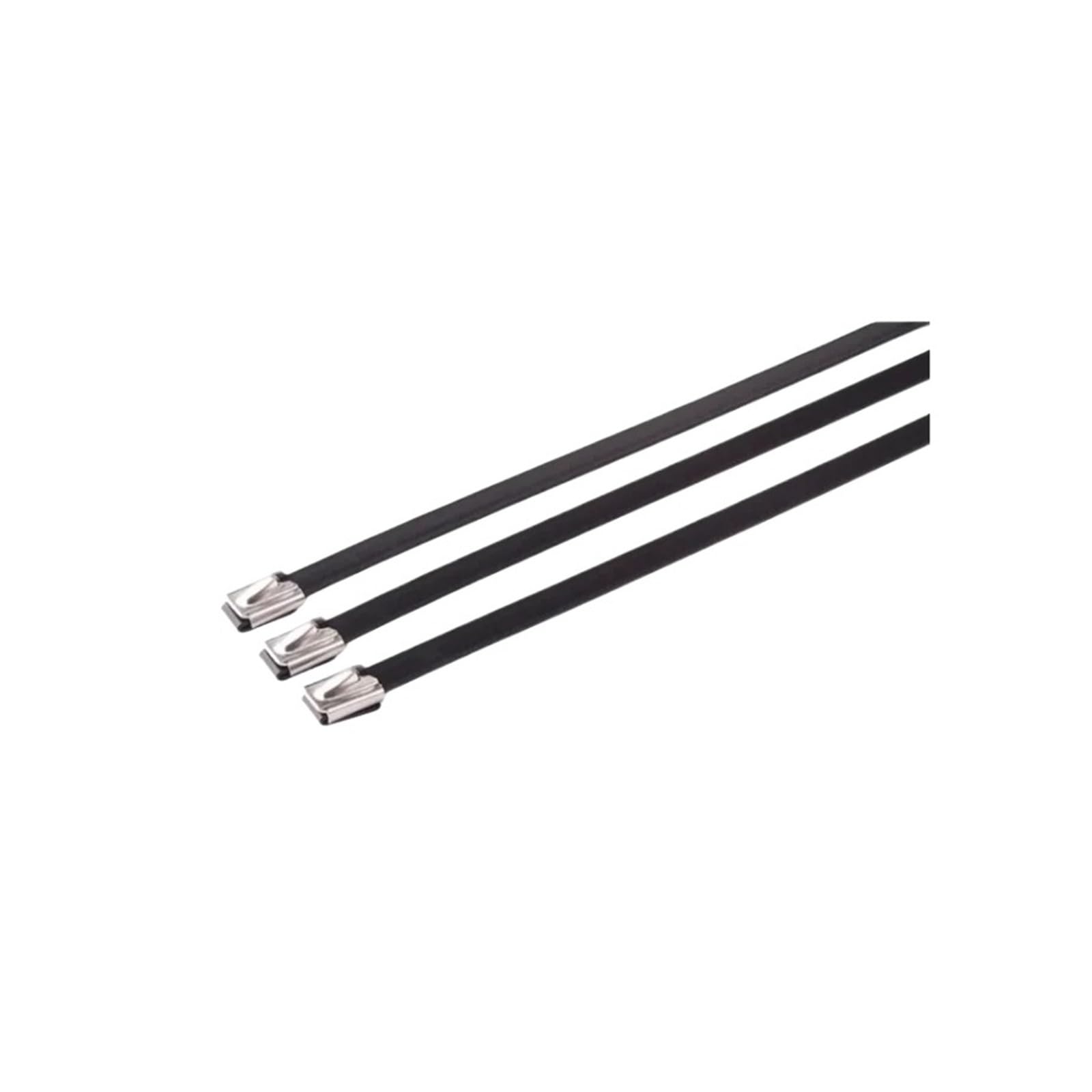 Bridas for cables cubiertas de plástico negro, Metal, acero inoxidable, cierre multifuncional de escape con cremallera de Metal, brida for cables de 8mm, 10-100 Uds.(50pcs,8x550mm)