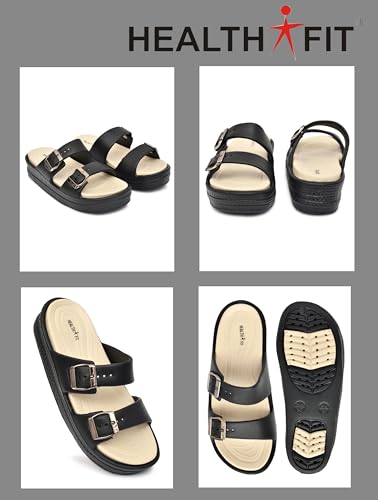 Image of HEALTH FIT SUPER SOFT Comfortable with Adjustable Strap Flip-Flops Women's & Girl's Cushioned |Waterproof Anti Skid & Lightweight OUT Door & IN Door Slipper INDIGO2