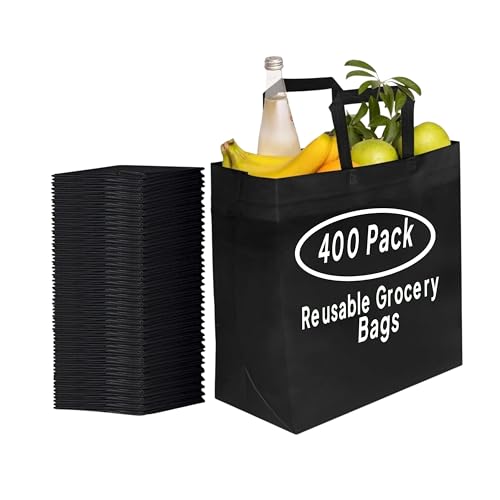 Simply Cool 50 Pack Black Reusable Eco-Friendly Grocery Shopping Bags 12.6