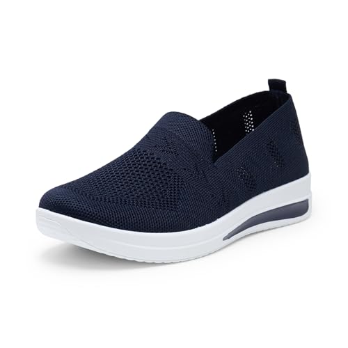 Alexis Leroy Zapatillas Slip-On Mujer Comodos y Ligeras Zapatos de Enfermería Casuales de Malla Transpirable para Caminar Corre Azul Marino 40 EU