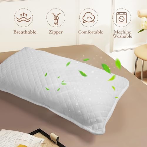 Image of Runhike Pillow Case Compatible with Tempurpedic, Waterproof & Stain Resistant, Machine Washable, Soft Polyester Fibre, White, 29 inch x 19 inch