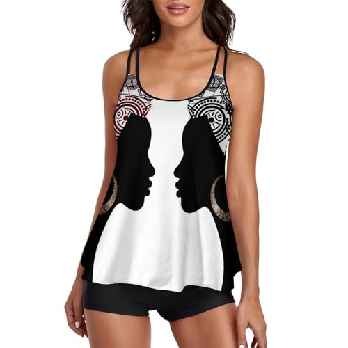 Ensemble bikini avec short tankini chic aux finitions ethniques de luxe