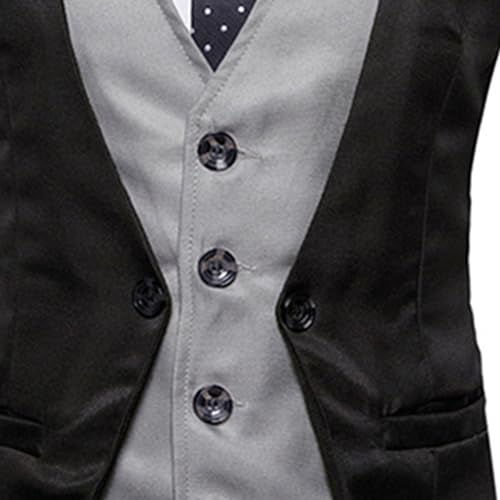 JEsilunmaMY Mens Formal Layered Waistcoat Fashion Vest Slim Fit Casual Waistcoat Vest Business Dress Suit Vests for Wedding4