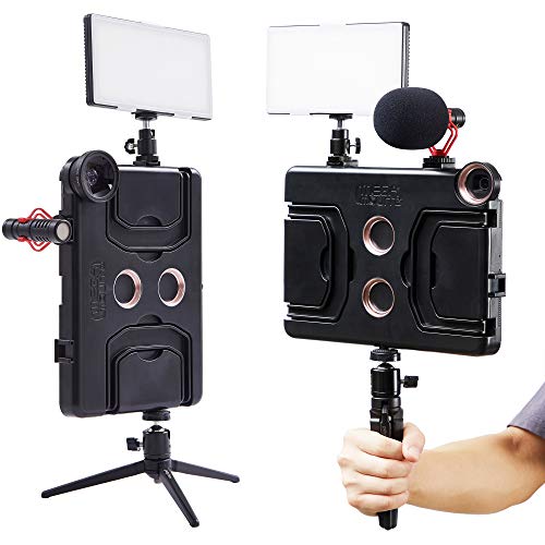 Image of MegaMount Multimedia Rig Case Stabilizer for Apple iPad Pro 12.9 inch 2021-22 5th Gen M1 2020 4th GEN and 2018 3rd Gen Attach Lenses Lights Mics for Video Recording. Mounts on Tripods and Monopods