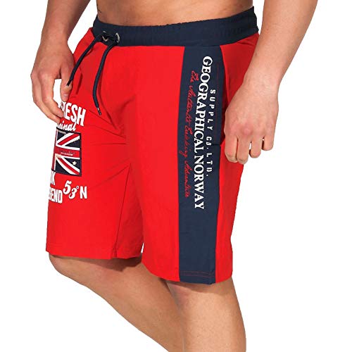 Geographical Norway Herren Badeshorts Quodesh mit Patches Knielang red L