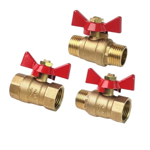 Female To Thread Two Way Brass Shut Off Ball Valve With Butterfly Handle For Fuel Gas Water Oil Air 1/4" 3/8" 1/2" 3/4"(DN20,M-F)