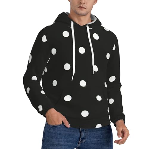Sweat à capuche noir et blanc à pois EdWal pour homme avec grande poche