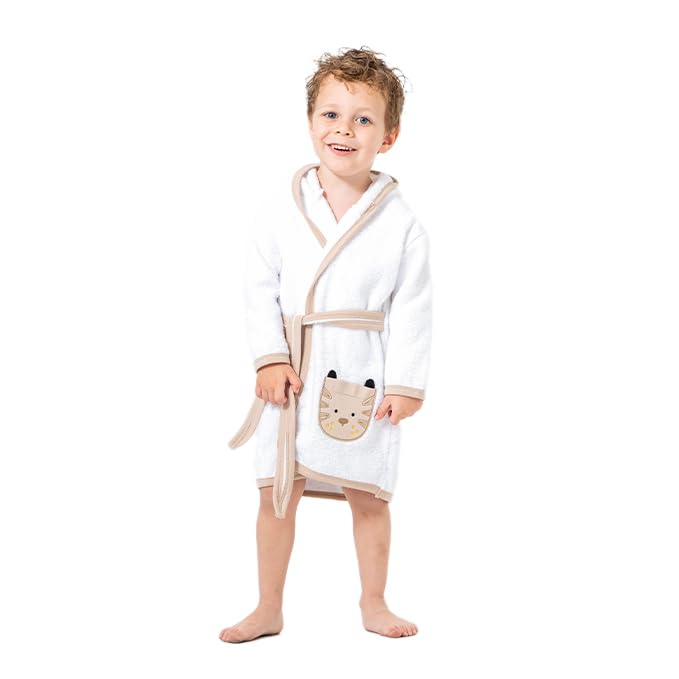 Accappatoio per neonati, con motivo giraffa, in 100% cotone, morbido, assorbente e delicato sulla pelle, per neonati e bambini