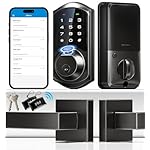 Veise VE07-L Fingerprint Smart Locks for Front Door with 2 Lever Handle Set, App Control, Keyless Entry, Electronic Digital Keypad Deadbolt, Auto Lock, Waterproof, Easy to Install, Matte Black